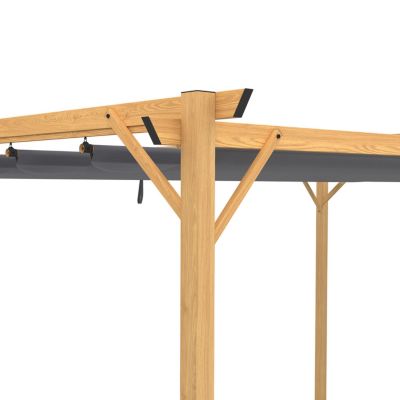 Pergola toit rétractable 4 pieds 3x4 M tonnelle effet bois toile gris anthracite