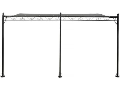Pergola tonnelle adossée en métal  3 x 4 m  Gris