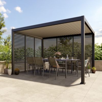 Persienne pour pergola Breva 3 x 3 m gris foncé aluminium