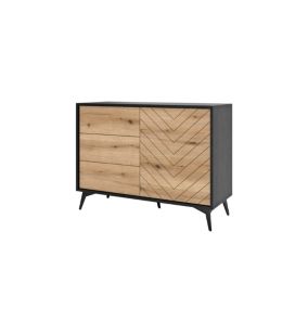 Peter - buffet bas - bois et noir - 104 cm - style industriel - Best Mobilier