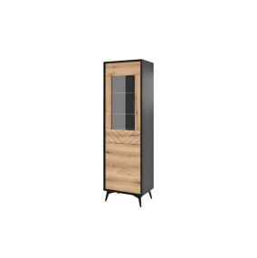 Peter - vitrine - bois et noir - 54x178 cm - style industriel - Best Mobilier