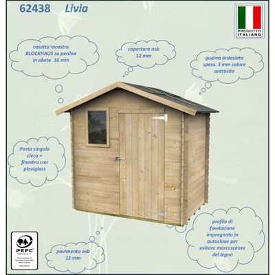 Petit abri de jardin en bois Livia 2.1 cm Alce NATUREL