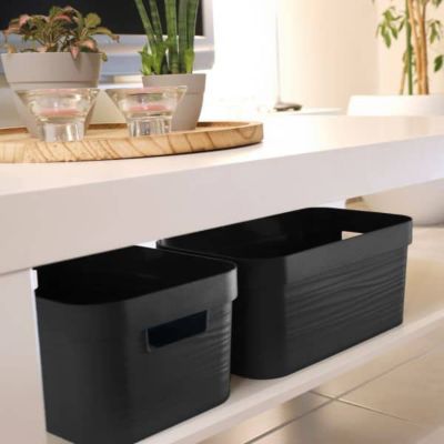 Petit Bac de rangement élégant 6 litres EDA - Noir