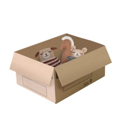 Petit carton déménagement large avec poignées H. 18 x L. 36 x l. 28 cm, capacité 18 L Pack and Mo vendu par 20 pièces