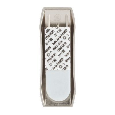 Petit crochet métal moderne avec languettes adhésives Command, nickel brossé, 1 crochet + 2 languettes