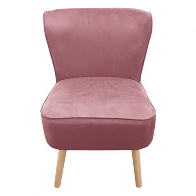 Petit fauteuil bas velours côtelé rose inspiration crapaud - NATSU