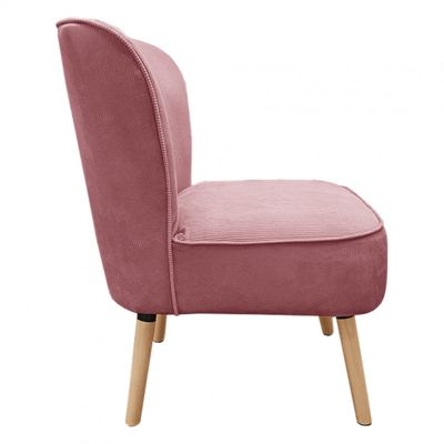 Petit fauteuil bas velours côtelé rose inspiration crapaud - NATSU