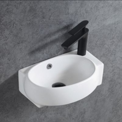 Petit lave-mains en céramique sanitaire KW198 - 42x28x15cm - blanc brillant Avec cache blanc brillant