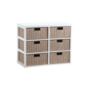 Petit meuble tiroirs en bois et papier cordé 6 tiroirs