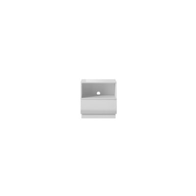 Petit Meuble TV ou meuble dappoint 50cm collection ZANTE avec 1 tiroir et une niche avec LED. Couleur blanc brillant.