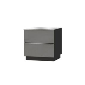 Petit Meuble TV ou meuble dappoint 50cm collection ZANTE avec 2 tiroirs. Couleur noir et gris brillant.