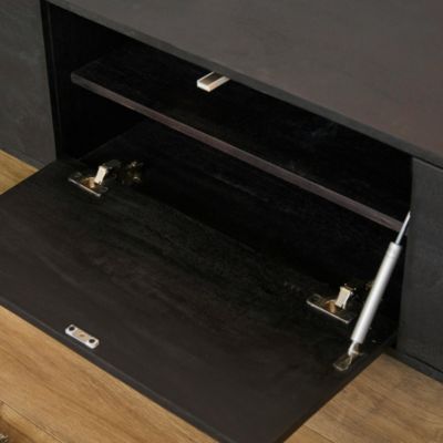 Petit meuble TV suspendu bois noir 2 portes JUNO