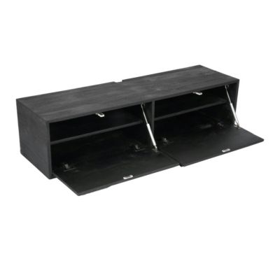 Petit meuble TV suspendu bois noir 2 portes JUNO