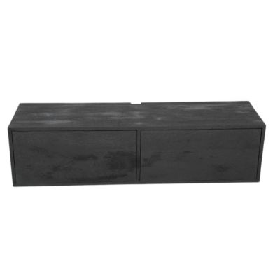 Petit meuble TV suspendu bois noir 2 portes JUNO