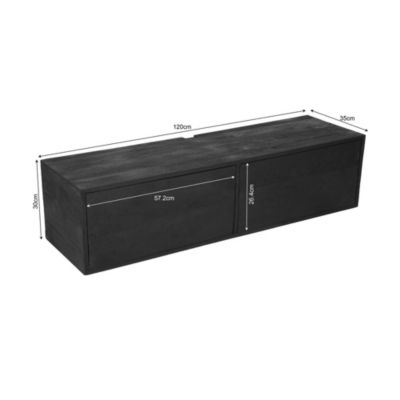 Petit meuble TV suspendu bois noir 2 portes JUNO