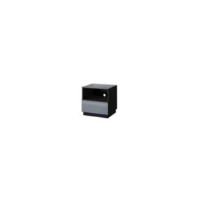 Petit meuble TV ZANTE 50 cm, 1 tiroir, 1 niche, LED, noir et gris brillant