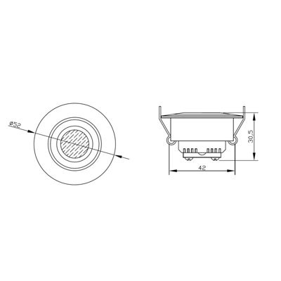 Petit spot LED encastrable 3W 380lm DC12-24V perçage 44-46mm - Blanc Naturel 5000K
