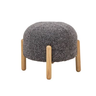 Petit tabouret en tissu bouclette gris foncé Nério