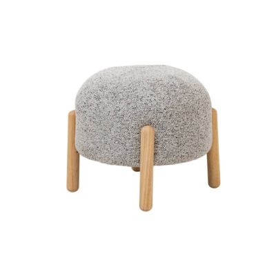 Petit tabouret en tissu bouclette gris Nério