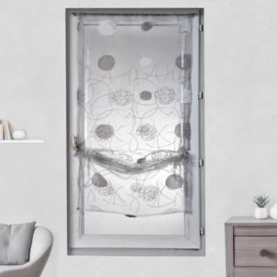 Petit voilage en organza jacquard à remonter (60x160 cm - Gris clair)