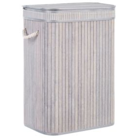 Petite armoire de bain boho en bambou gris KALUTARA