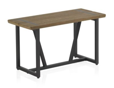 Petite banquette métallique avec assise en bois