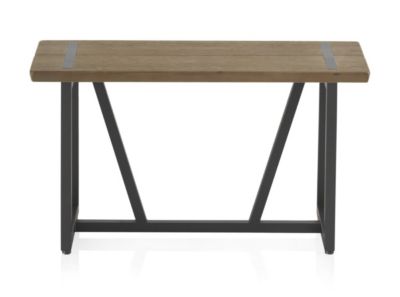 Petite banquette métallique avec assise en bois