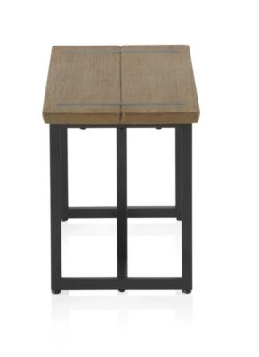 Petite banquette métallique avec assise en bois
