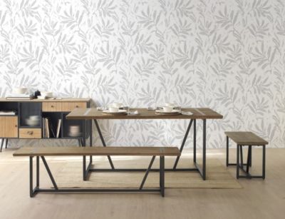 Petite banquette métallique avec assise en bois