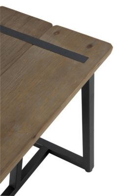 Petite banquette métallique avec assise en bois