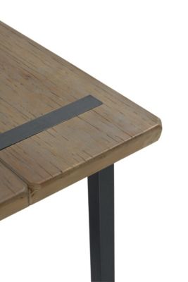 Petite banquette métallique avec assise en bois