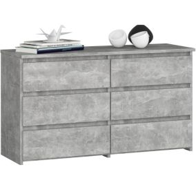 Petite Commode AKORD CL100 Béton 100 cm 6 tiroirs façade Béton 100x35x57 cm
