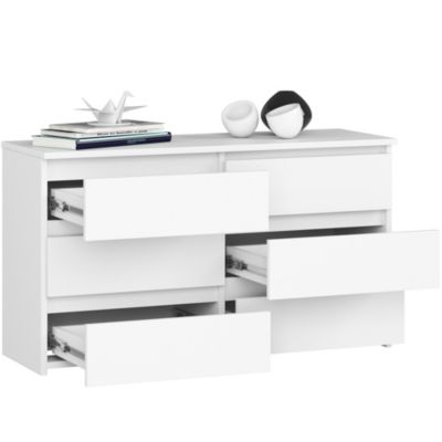 Petite Commode AKORD CL100 Blanche 100 cm 6 tiroirs façade Blanche 100x35x57 cm