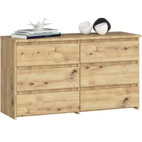 Petite Commode AKORD CL100 Chêne Artisan 100 cm 6 tiroirs façade Chêne Artisan 100x35x57 cm