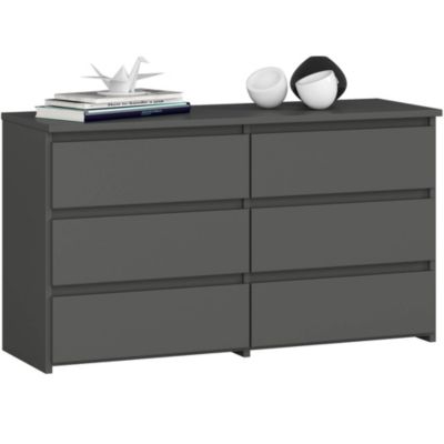 Petite Commode AKORD CL100 Gris Graphite 100 cm 6 tiroirs façade Gris Graphite 100x35x57 cm