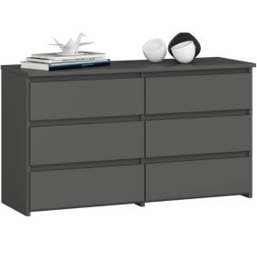 Petite Commode AKORD CL100 Gris Graphite 100 cm 6 tiroirs façade Gris Graphite 100x35x57 cm