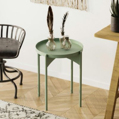 Petite table ronde verte design & plateau assorti SFAX