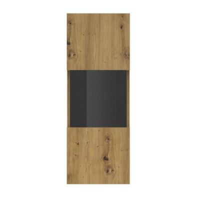 Petite vitrine suspendue 1 porte partiellement vitrée collection EVA. Couleur chene et noir.