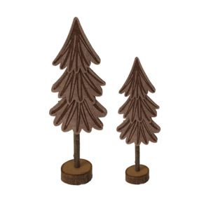 Petits Arbres en Feutre Bois Marron 2 pièces Décoration de Noël