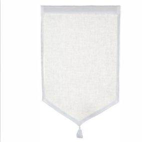 Petits vitrages en 100% lin avec pointe et pompon (45x70 cm - Ecru)