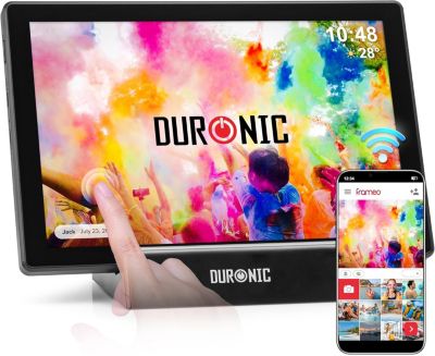PF1D BK Cadre photo numérique connecté Frameo Ecran tactile 10,1 pouces Haute résolution 1200 x 800 px Mémoire 32Go USB-C Duronic