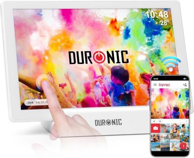 PF1D WE Cadre photo numérique connecté Frameo Ecran tactile 10,1 pouces Haute résolution 1200 x 800 px Mémoire 32Go USB-C Duronic