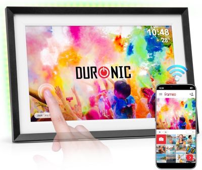 PF2A BK Cadre photo numérique connecté Frameo Ecran tactile 10,1 pouces Haute résolution Mémoire 32Go Chargeur 5V3A Duronic