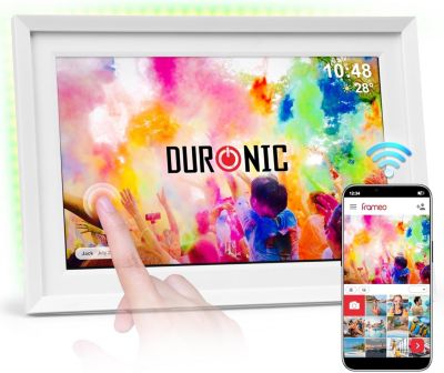 PF2A WE Cadre photo numérique connecté Frameo Ecran tactile 10,1 pouces Haute résolution Mémoire 32Go Chargeur 5V3A Duronic