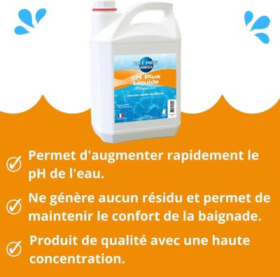 Ph Plus Liquide 5L Piscine, Traitement Ph, Permet Augmenter Rapidement Le Ph