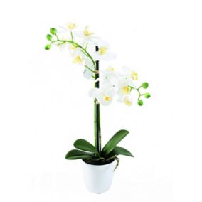 Phalaenopsis artificiel en pot fleurs blanches déco