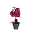 Phalaenopsis violet artificiel ø12 x h.26 cm en pot Stan gris ø9 cm