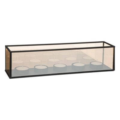 Photophore 5 bougies "Infini" en verre 34x8,2cm noir - Atmosphera
