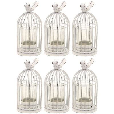 Photophore Décoratif – Cage à Oiseaux En Métal – Gris – Neuf