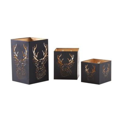 Photophore carré tête de cerf (Lot de 3)